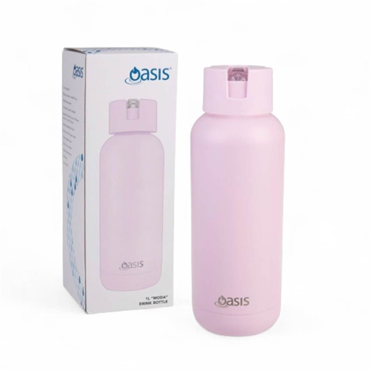 OASIS MODA CERAMIC LINED DRINK BOTTLE 1LT PINK LEMONADE