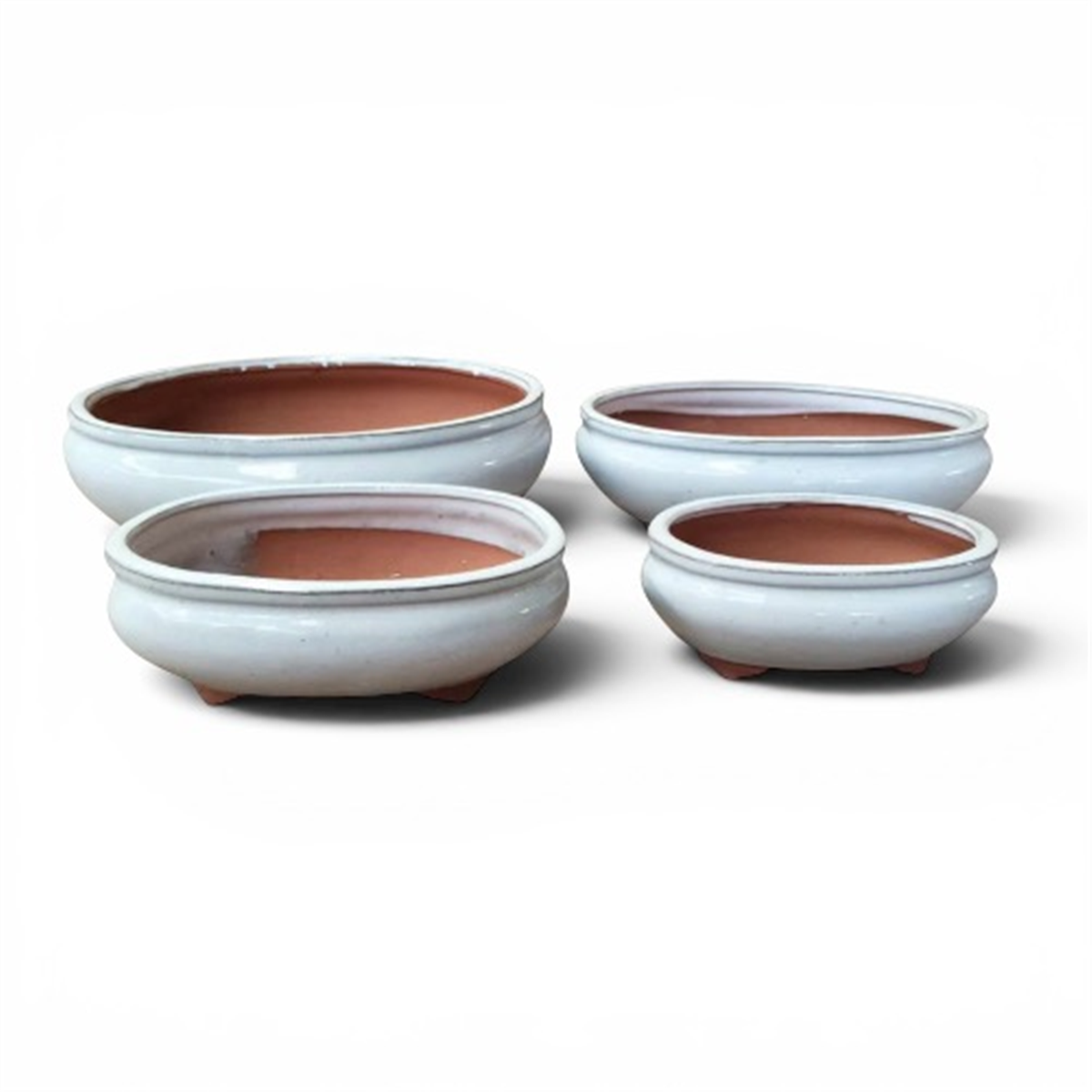 IZUMI WHITE OVAL BONSAI POT XS