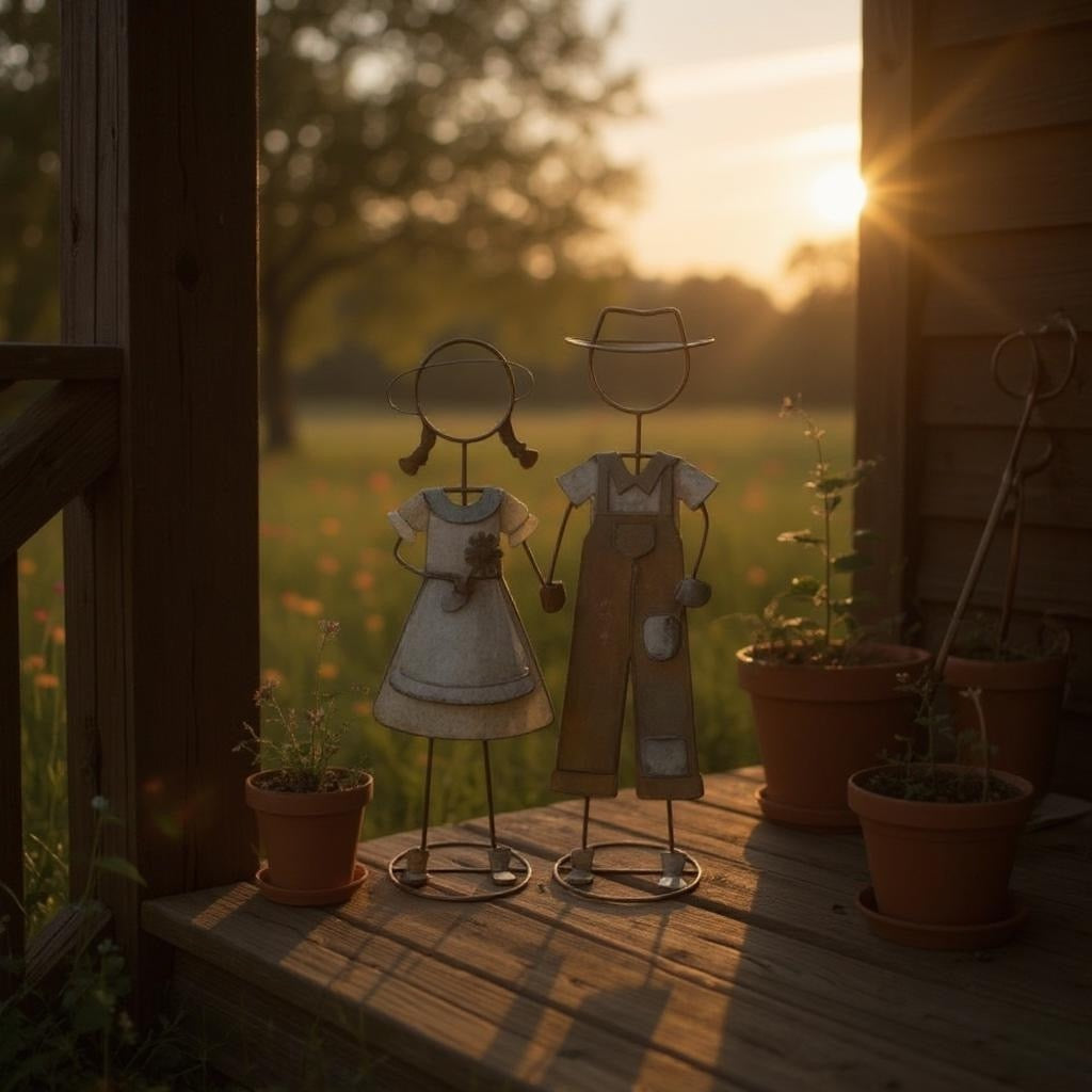 COUNTRY KIDS HOLDING HANDS GARDEN ORNAMENT SET OF 2