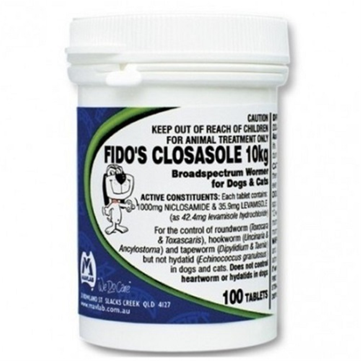 FIDO'S CLOSASOLE 10KG BROAD SPECTRUM WORMER - PER TABLET