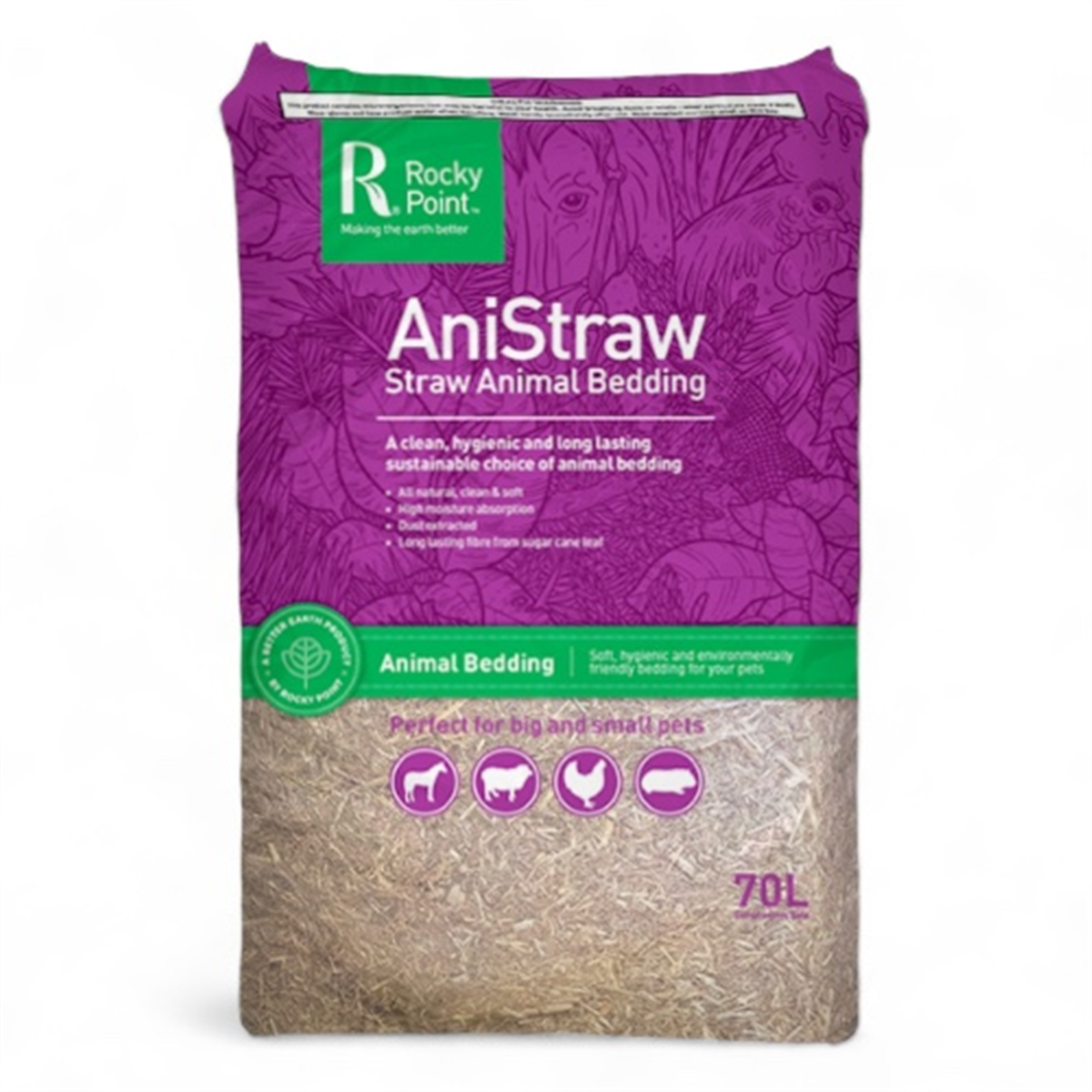 ROCKY POINT ANISTRAW STRAW ANIMAL BEDDING 70LT