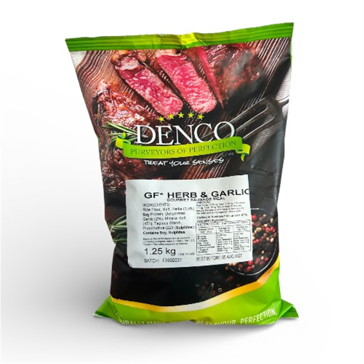 DENCO SAUSAGE MEAL HERB & GARLIC 1.25KG GLUTEN FREE