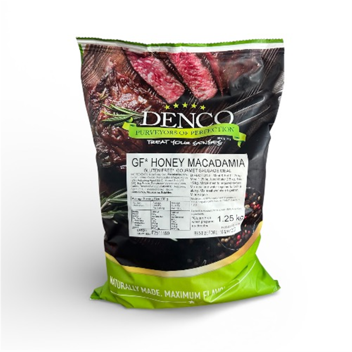 DENCO SAUSAGE MEAL HONEY MACADAMIA 1.25KG GLUTEN FREE