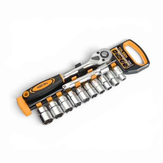 TOLSEN SOCKET SET 1/2" RATCHET METRIC 12PC