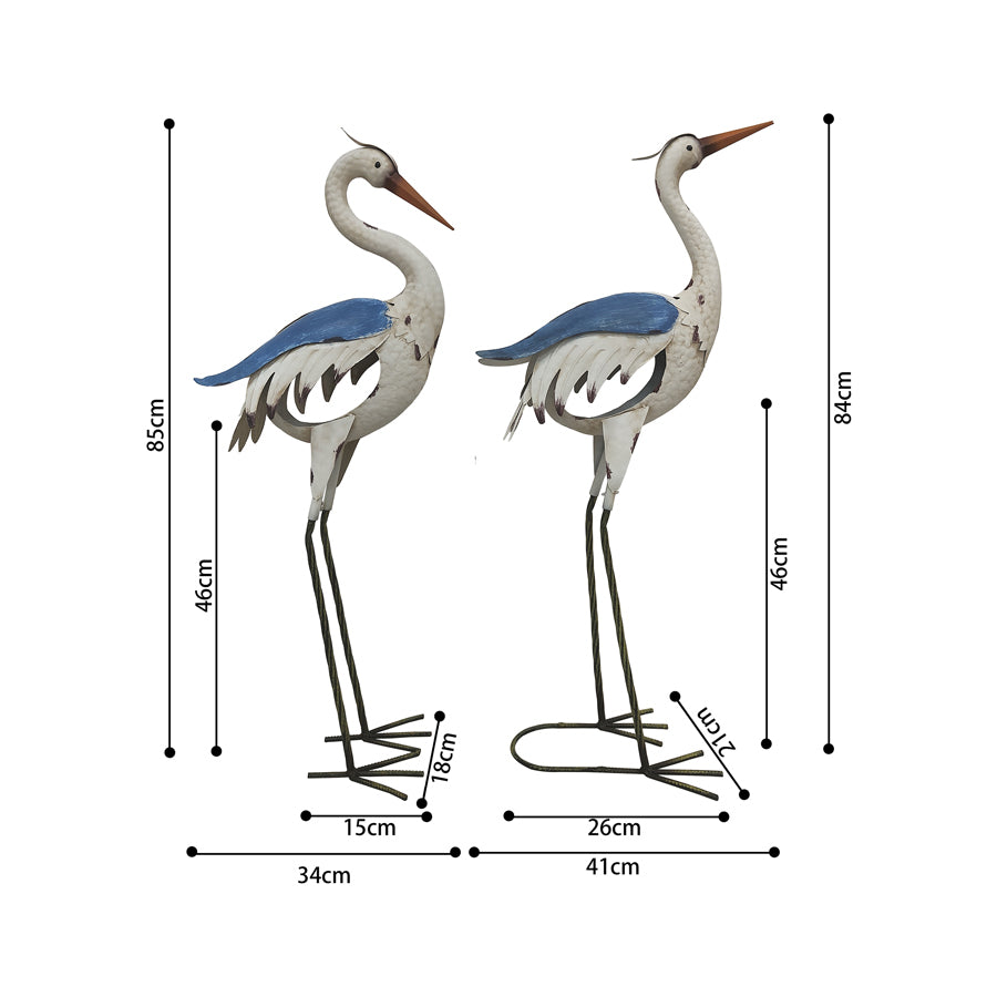 EGRET CRANE COUPLE SET OF 2 METAL