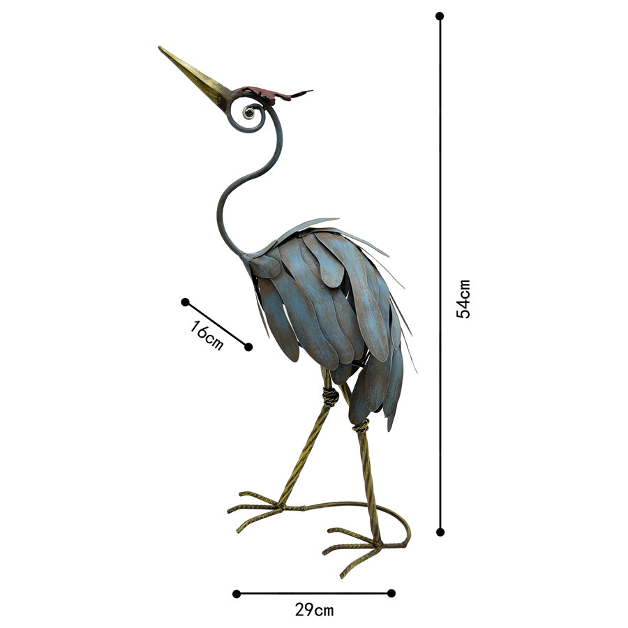 CRANE LOOKING UP FIGURINE METAL 54CM