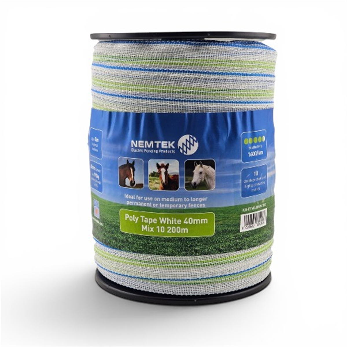 NEMTEK 200MT 40MM MIX ELECTRIC FENCE POLY TAPE AW-PTMX40MM/200