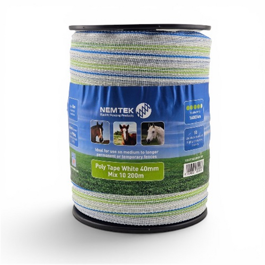 NEMTEK 200MT 40MM MIX ELECTRIC FENCE POLY TAPE AW-PTMX40MM/200