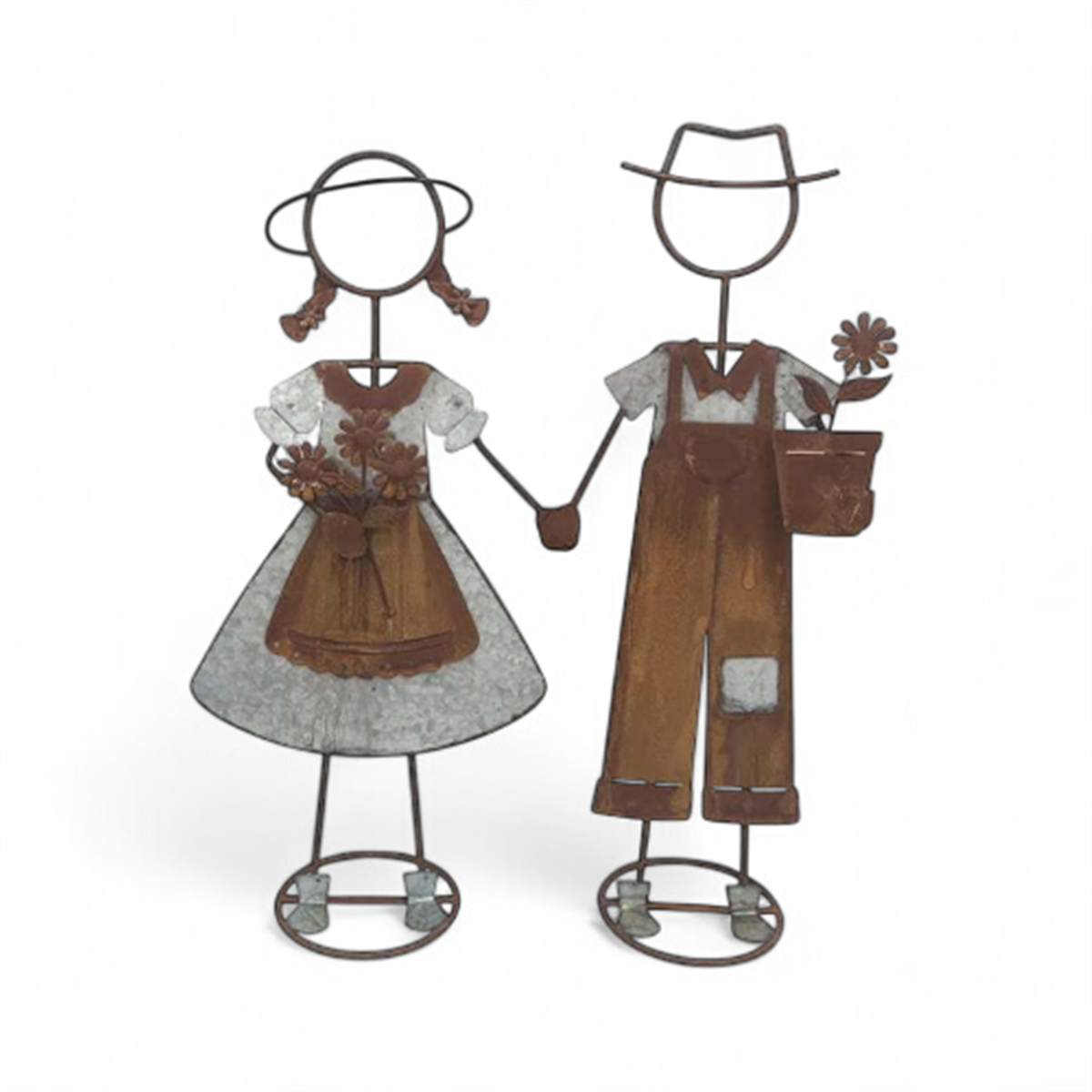 COUNTRY KIDS HOLDING HANDS GARDEN ORNAMENT SET OF 2