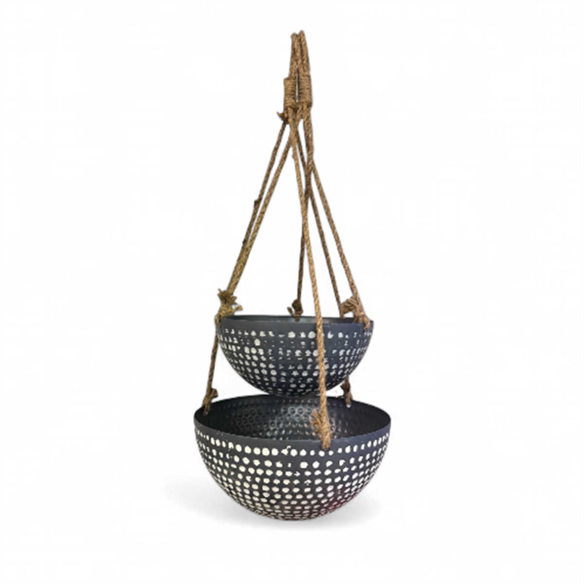 DIMPLE & ROPE HANGING PLANTERS SET OF 2