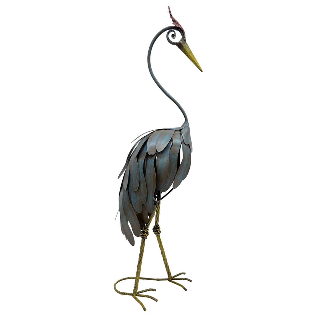 CRANE LOOKING DOWN LARGE FIGURINE METAL 70CM