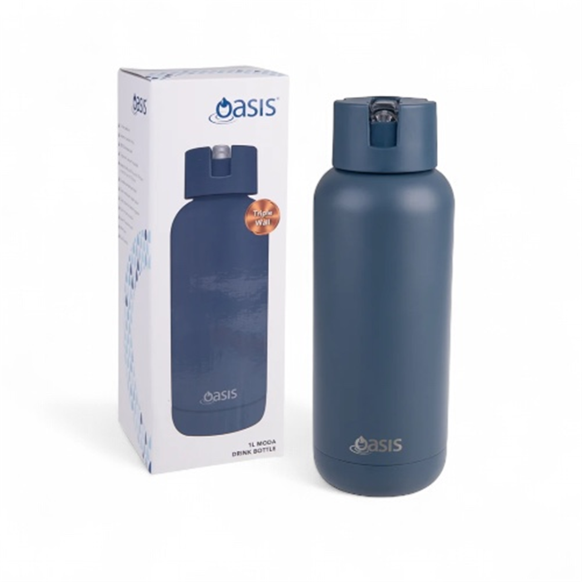 OASIS MODA CERAMIC LINED DRINK BOTTLE 1LT INDIGO