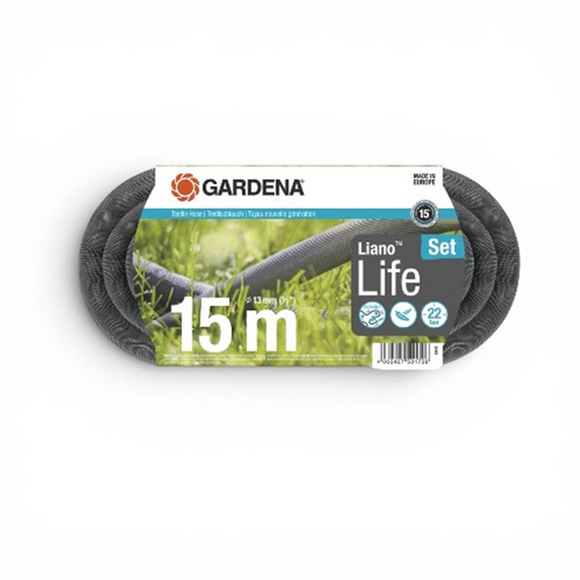 GARDENA TEXTILE HOSE LIANO 15MT X 13MM (1/2") SET WITH NOZZLE